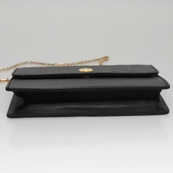 CELINE Chain Shoulder Bag Leather Black Gold Auth 107711 - Picture 5 of 16